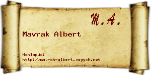 Mavrak Albert névjegykártya